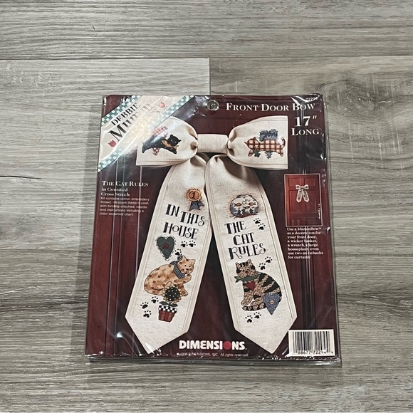 NWT Debbie Mumm Bows The Cat Rules Counted Cross Stitch Kit - Picture 3 of 15